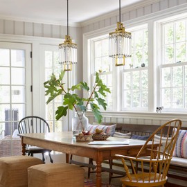 SIMILAM Gold Kitchen Pendant Light Fixtures, Modern Crystal Chandelier Light, Hanging Crystal Pendant Lighting for Dining Room Bedroom Living Room Hallway