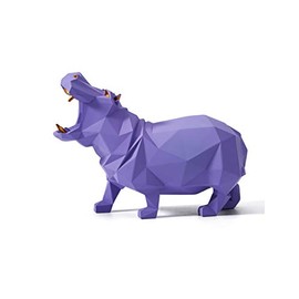 HAUCOZE Hippo Figura Decorativa Modern Escultura Arte Animal Regalo Interior Salon Estatua Resina Púrpura 20cm