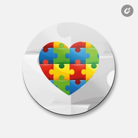 Unbranded Autism Heart Puzzle | 4'' X 4'' Round Decorative Magnet