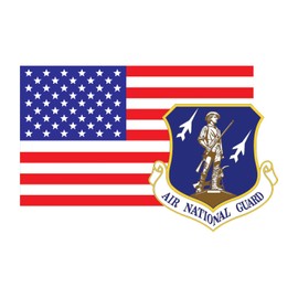 American Flag with Air National Guard Seal ANG Logo Military Vinyl Decal Sticker for Cars Trucks Laptops etc...3.22x5 (Red White and Blue)