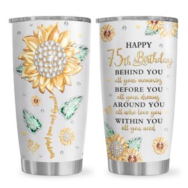 Biomlon 75th Birthday Gifts for Women Tumbler 20oz, Gifts for 75 Year Old Women/Her/Grandma/Mom Mug, Happy 75th Birthday Decorations, 1950 Cup