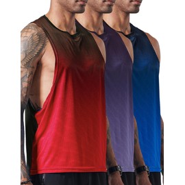 3 Pack Mens Dry Fit Cut Off Muscle Shirts, Sleeveless Workout Shirts, Athletic Tank Tops for Gym Running (X-Large)
