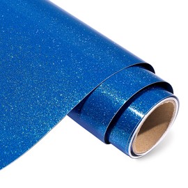 AHIJOY Glitter Permanent Vinyl Blue Sparkle Adhesive Vinyl 12" x 5ft Glossy Shiny Vinyl for Mug Cup DIY Project Party Decoration Sticker Car Decal