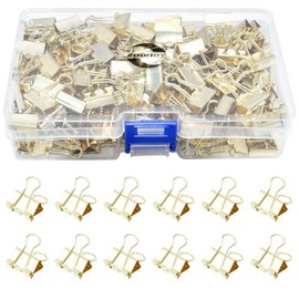 zoohot 180 Pieces Foldback Clips Gold Tone Metal Clips for Office School and Home Supplies (15mm) (ZY210506)
