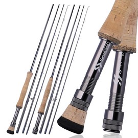 Sougayilang Fly Fishing Rod 4-Piece 9-Feet Lightweight Ultra Portable，Trout Salmon Outfit Travel Fishing Stainless Steel Guide Aluminum Reel Seat - Color: Sg4905 Green - 5wt 9'