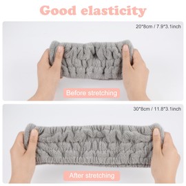 VIVOTE Microfibre Cosmetic Headband, Spa Face Headband for Makeup and Washing Face, Yoga and Sports Hair Protection Headscarf for Girls, Washable, Pack of 3 (Cream White, Light Grey, Black)