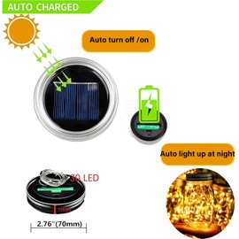 ostritec Solar Mason Jar Lights Lids, 12 Pack 30 Led Fairy Lights(Jars Not Included), Outdoor Hanging Mason Jar Solar Lights, Fairy in a Jar Firefly Lights for Patio Garden Table Christmas Decor