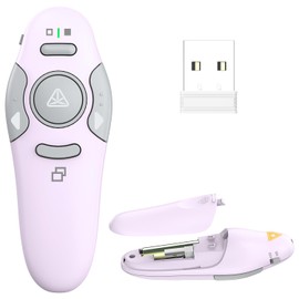 QUI Presentation Clicker Wireless Presenter Remote Clicker for PowerPoint Presentation Remote, PowerPoint Slide Advancer for Mac/Windows/Google Slide/Keynote, USB A, Purple