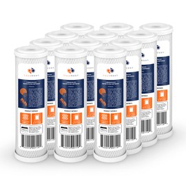 Aquaboon 5 Micron 10 x 2.5 Carbon Block Water Filter Cartridge CTO Whole House Water Filter Replacement Compatible with WHKF-WHWC, FXWTC, 12-PACK