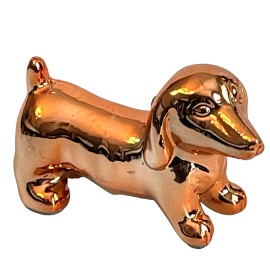 Dachshund Dog Glossy Shiny Modern Art Rose Gold Ceramic 3 1/4" Figurine Ornament