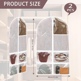 Garment Bag Zip, Garment Bags Pack of 2, Transparent Clothes Cover for Organising Clothes Storage, Dustproof Clothes Protection, Suitable for Suits, Coats, Hats, 60 x 100 cm, White