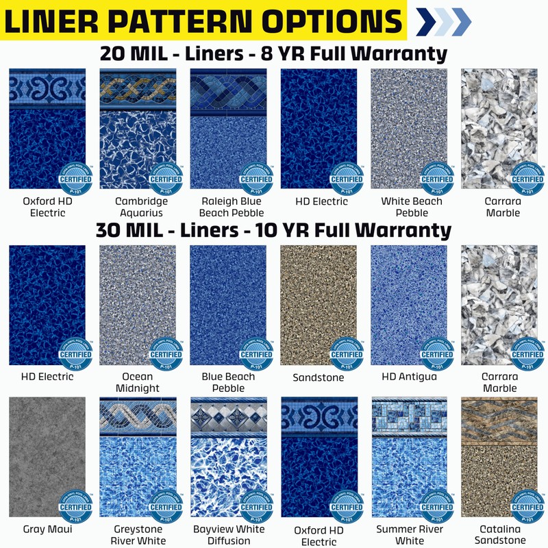 Freetime Fun Custom Pool Liner for Inground Pool. Oval, Grecian,