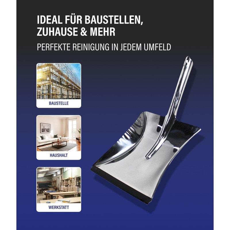Karl Dahm Dustpan, chrome-plated, metal dustpan with rubber lip, durable