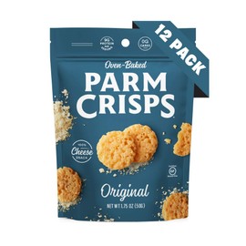 ParmCrisps - Original Cheese Parm Crisps, Made Simply with 100% REAL Parmesan Cheese |Healthy Keto Snacks, Low Carb, High Protein, Gluten Free, Oven Baked, Keto-Friendly| 1.75 Oz (Pack of 12)