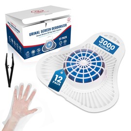 Urinal Cakes for Men Bathroom,12 Pack Urinal Screen Deodorizers, Up to 3000 Flushes, Ocean Breeze Scent, Splash-Free Design, Fits All Urinals, Urinal Deodorizer