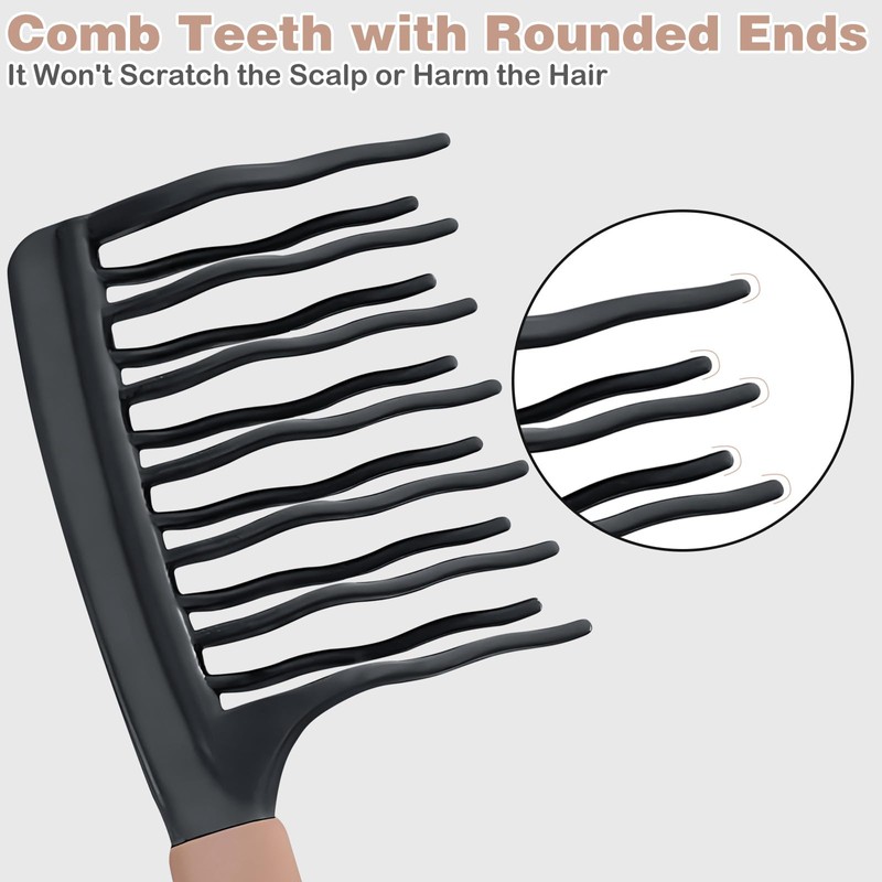 Wide Tooth Comb for Curly, Detangling Plastic Double-layer Comb for