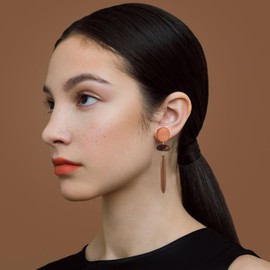 STWTR Women's Natural Wood Earrings Variety of Fashion Earrings Stainless Steel Earrings Minimalist Retro Earring Set Wooden Natural Hollow Earrings Curved (H)