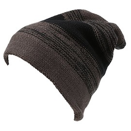Sakkas 16146 - Balmn Long Tall Classic Striped Heather Faux Fur Lined Unisex Beanie Hat - Black - OS