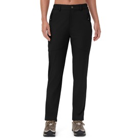 Rdruko Women's Hiking Pants Lightweight Quick Dry Water Resistant Outdoor Travel Work Pants,Black, L