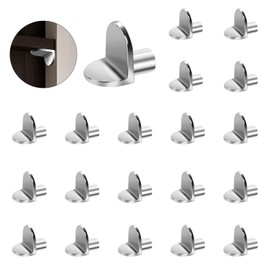20Pcs L Shape Shelf Support Pegs, 5mm Nickel Plated Wardrobe Shelf Pins, Glass Furniture Holder Bracket, Heavy Duty Right Angle Clips Support, Metal Cabinet Studs for Shelf (L Shape)