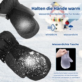Fengzio Children's Ski Gloves Waterproof Warm Winter Gloves Children Boys and Girls for 2-7 Years Old Snow Gloves Children Outdoor Sports in Winter for Snowboarding Cycling etc