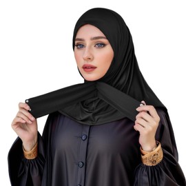 EAHAUCIR Hijab Women's Muslim Headscarf, Soft Islamic Clothing, Plain Hijab Wrap, Stretch Turban Sleep Cap for Women, black