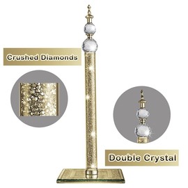 Handmade Paper Towel Roll Holder,Crystal Crushed Diamonds Paper Towel Roll Decorative with Base Freestanding Holder for Kitchen Bathroom Towel Tissue Roll Countertop 13.5 inch Height Golden Color