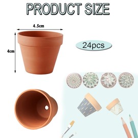 Abiemuce Pack of 24 4 x 4.5 cm Clay Pots, Small, Terracotta Pot, Small Clay Pots for Crafts, Mini Terracotta Clay Pots with Drainage Hole, Reusable Clay Pot for Plants for Home and Office
