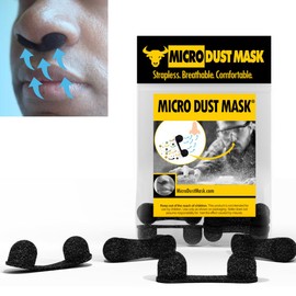 MICRO DUST MASK - Dust Blocker Nose Filter - Dust Mask for Nose - Disposable Personal Protective Nose Mask Nasal Filter - Breathable for Woodworking, Lawn Mowing, Minor Construction - Black (10 Pack)