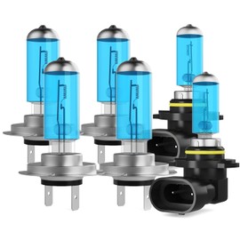 XG Glitter Headlights Fit for Volkswagen Tiguan 2009-2018 Halogen Headlight Bulbs, H7 High Beams H7 Low Beams 9006 Fog Lights, High Power 6000K White Light, Pack of 6