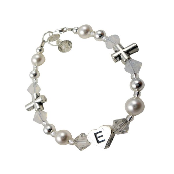 Girl or Baby Bracelet with 2 Cross Beads & Personalized