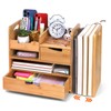 ZOOFOX Bamboo Desk Organizer with Adjustable File Holder, Mail Organizer