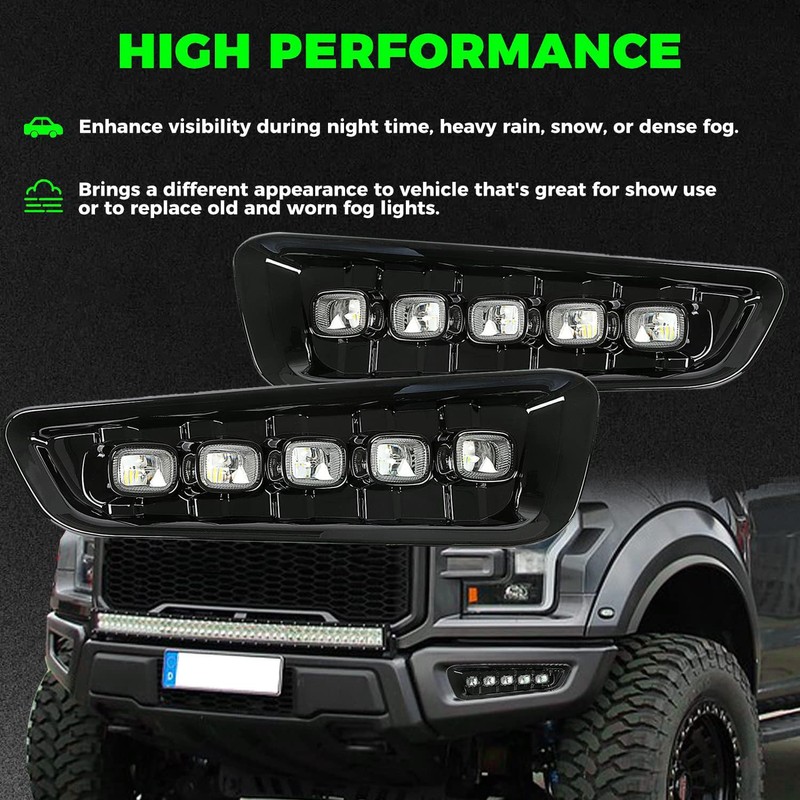 HECASA LED Fog Light Compatible with 2017-2020 Ford F-150 Raptor