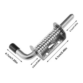 Prmape Universal Spring Latch, 304 Stainless Steel Barrel Bolt, 128 mm Spring Latch Bolt Screws with Rubber Handle, Practical Bolt for Yard Gate, Shed Door, Tailgate, Trailer, Garage