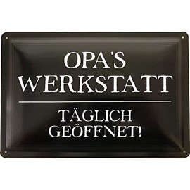 Deko7 Metal Sign 30 x 20 cm Opa ́S Workshop – Open Daily
