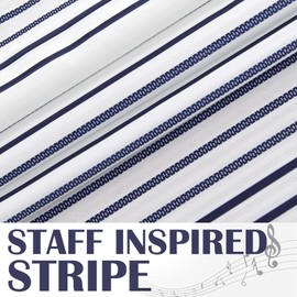 TOPICK Fabric Striped Shower Curtain White and Navy Shower Curtain Mould Proof Resistant for Bathroom Modern Nautical Waterproof in Bath 177x182 cm Long Shower Curtain with Hooks for Stall Hotel