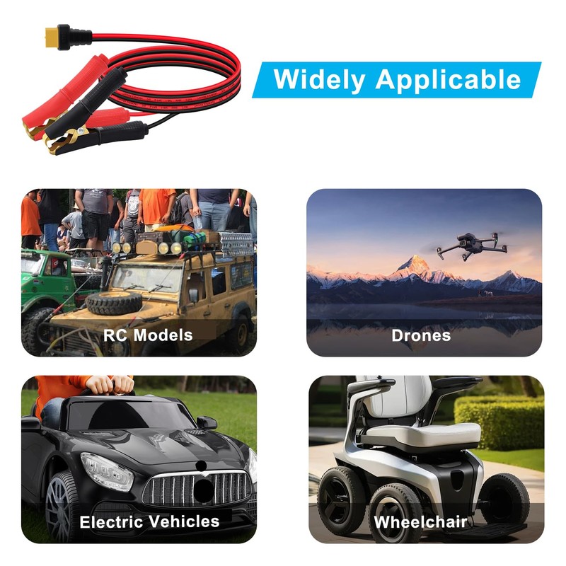 YINGAYOU XT60 Crocodile Clips XT60 to Car Cable Clip 12V