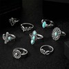 Turquoise Rings for Women Silver Western Statement Jewelry Stackable Knuckle