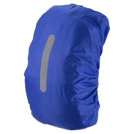 GLOKUUCA Waterproof Backpack Rain Cover - Non-Slip Backpack Cover Hi-Visibility with Vertical Reflective Strap Fits for 65-75L Bag for Biking Outdoor Traveling - XL, Navy Blue
