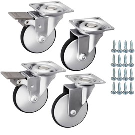 SOTECH Lindau Furniture Castors Diameter 50 mm Silver Grey/Black 2 x with and 2 x without Brake (Lock) Including Screw Set Load Capacity up to 120 kg (30 kg per Transport Roll)
