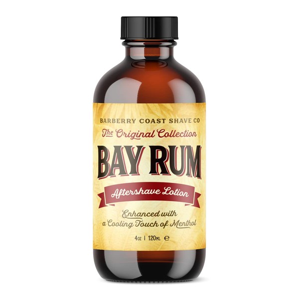 BAY RUM Aftershave Balm - Post Shave Face & Body Lotion - All-Natural Ingredients with Vitamin E, Shea Butter & Cooling Menthol - No Harmful Chemicals - Made in the USA