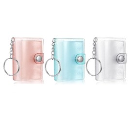 Mini Photo Album, Portable, Includes 3 Pieces, Pink + Blue + White (3 Pieces, Pink, Cyan)
