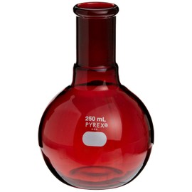 Corning Pyrex Borosilicate Glass Short Neck Flat Bottom Boiling Flask with 24/40 Standard Taper Joint, 250ml Capacity