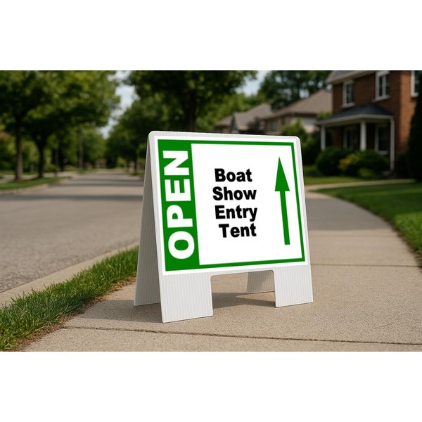 Boat Show Entry Tent Open Up Green Folding Coroplast A-Frame