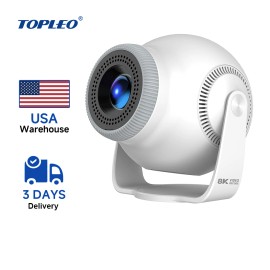 Topleo Smart Projector Home Theater Video Small Android 14 Portable Mini Beamer Lcd 4k 8K Screen Projectorcolor: White