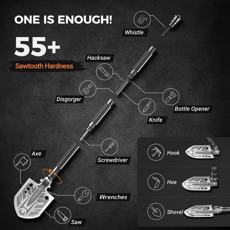 Sahara Sailor Unbreakable Tactical Shovel-180 Degree Folding Shovel-Camping Shovels -