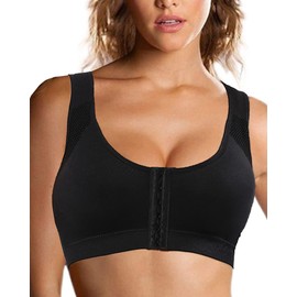Post Surgery Bra for Women Surgical Bras Front Closure Sports Bras Breast Augmentation Mastectomy Bra Post Op Bra (Small, Black)
