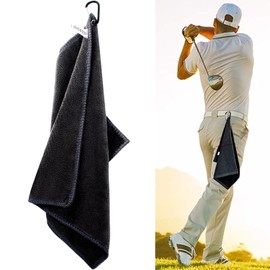 DILUSILK Premium Golf Towel with Carabiner Clip Premium Microfiber Fabric Golf Towel, Golf Towel for Cleaning Golf Ball Club Putter Iron, for Golf Bags Fitness Sport Outdoor Yoga