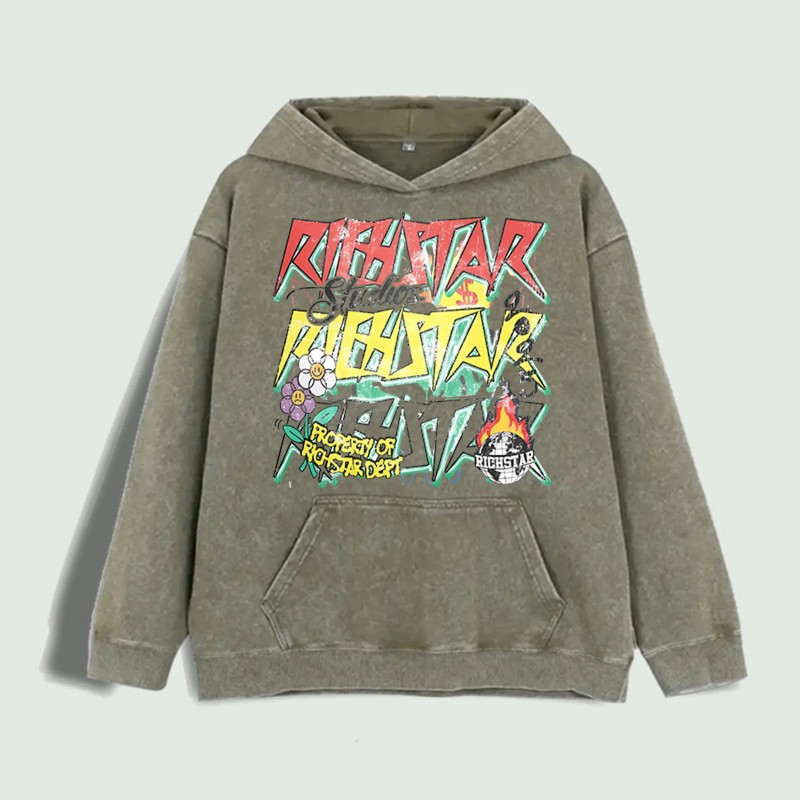 Richstar Graffiti Graphic Hoodie 100% Cotton US Warehouse 6 ColorsColor: