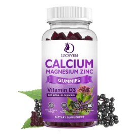 Gomitas de Calcio, Magnesio y Zinc Sin Azúcar LUCNVEM con Vitamina D3